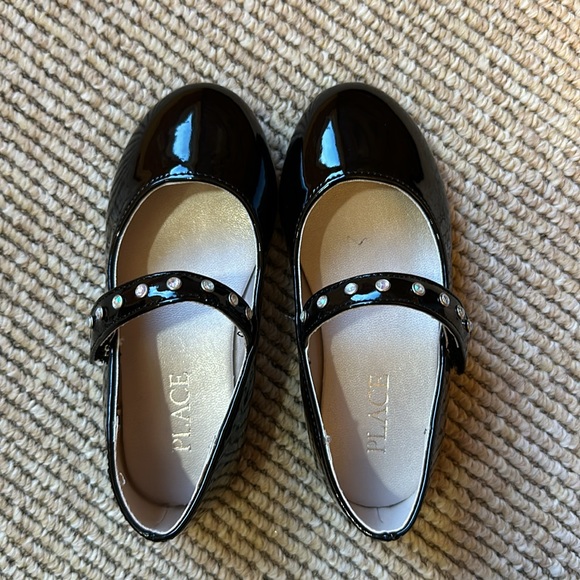 NWOT Children's Place toddler girl size 8 black dress shoes with rhinestones - Picture 2 of 3